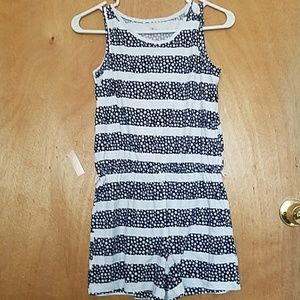 Blue and white romper